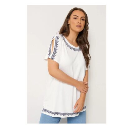 Yours Embroidered Short Sleeve T-Shirt – White