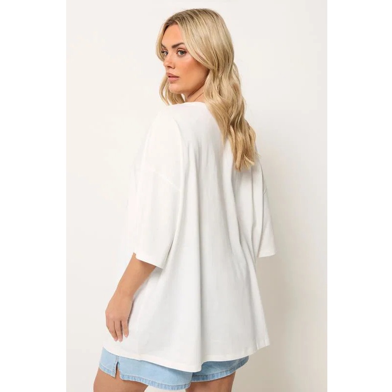 Yours Le Cocktail Boxy T-Shirt – White - Image 3