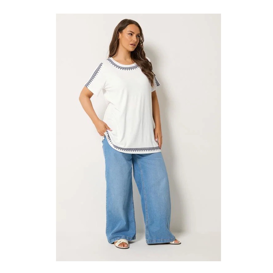 Yours Embroidered Short Sleeve T-Shirt – White - Image 2