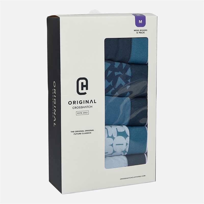 Crosshatch Men's Dringal Cotton Stretch Boxers – Blue - Image 2