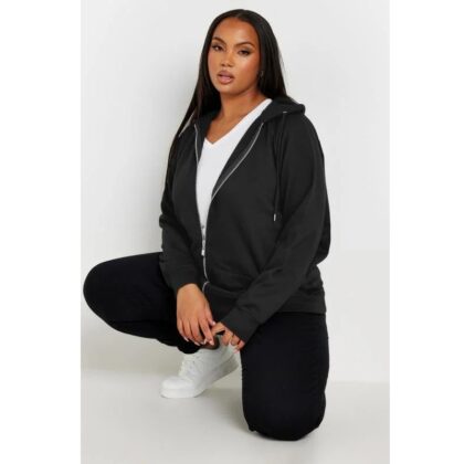 Yours Zip Through Hoodie Black
