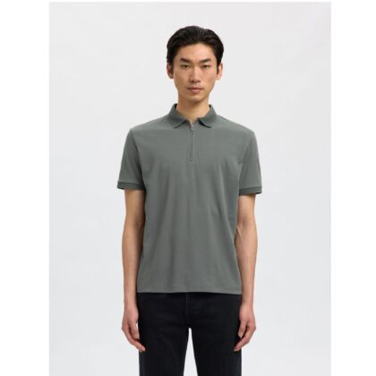 Selected Half Zip Polo Shirt – Green