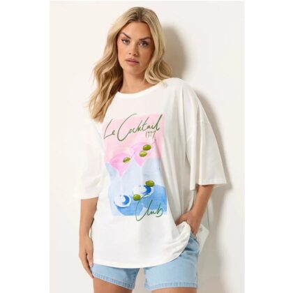 Yours Le Cocktail Boxy T-Shirt – White