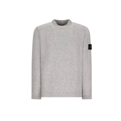 Stone Island Round-Neck Knitwear Gray Sweater - Grey