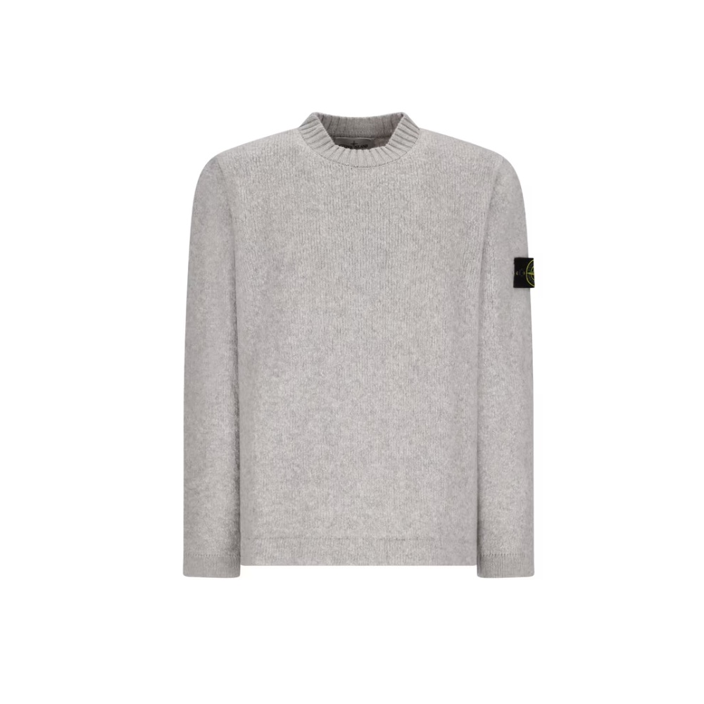 Stone Island Round-Neck Knitwear Gray Sweater - Grey