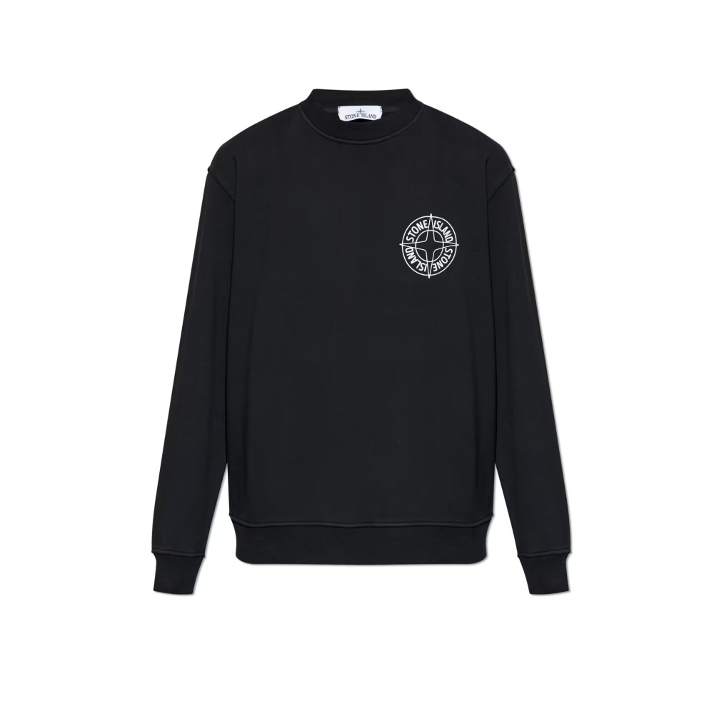 Stone Island Sweatshirt Printed Logo - Black