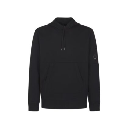 C.P. Company Black Diagonal Raised Fleece Hoodie Sweater