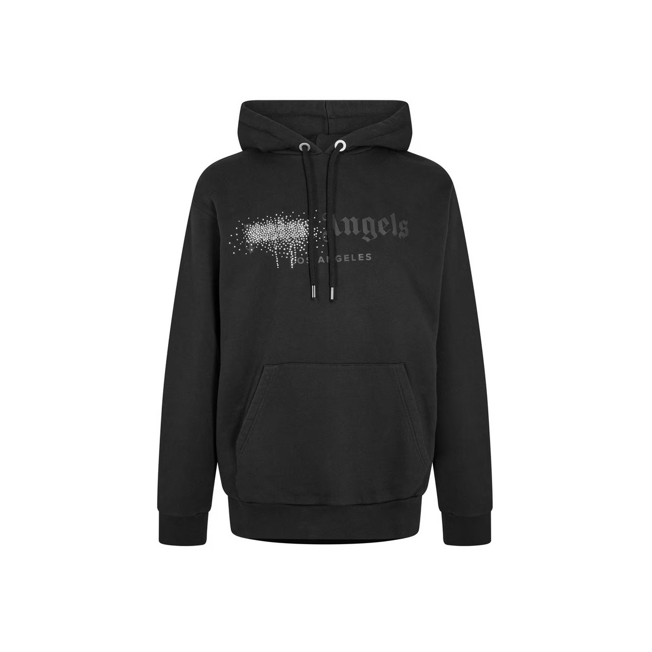 Palm Angels Rhinestone Embellished Logo Print Hoodie - Black