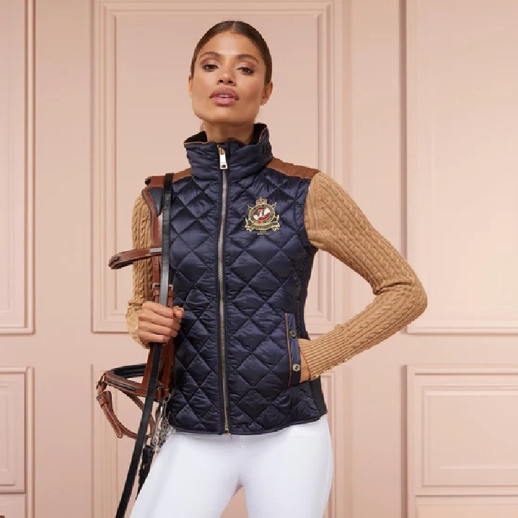 Holland Cooper Womens Diamond Quilt Classic Gilet Ink Navy - Image 3