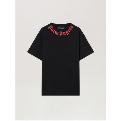 Palm Angels Neck Logo T-Shirt Man - Black Off White